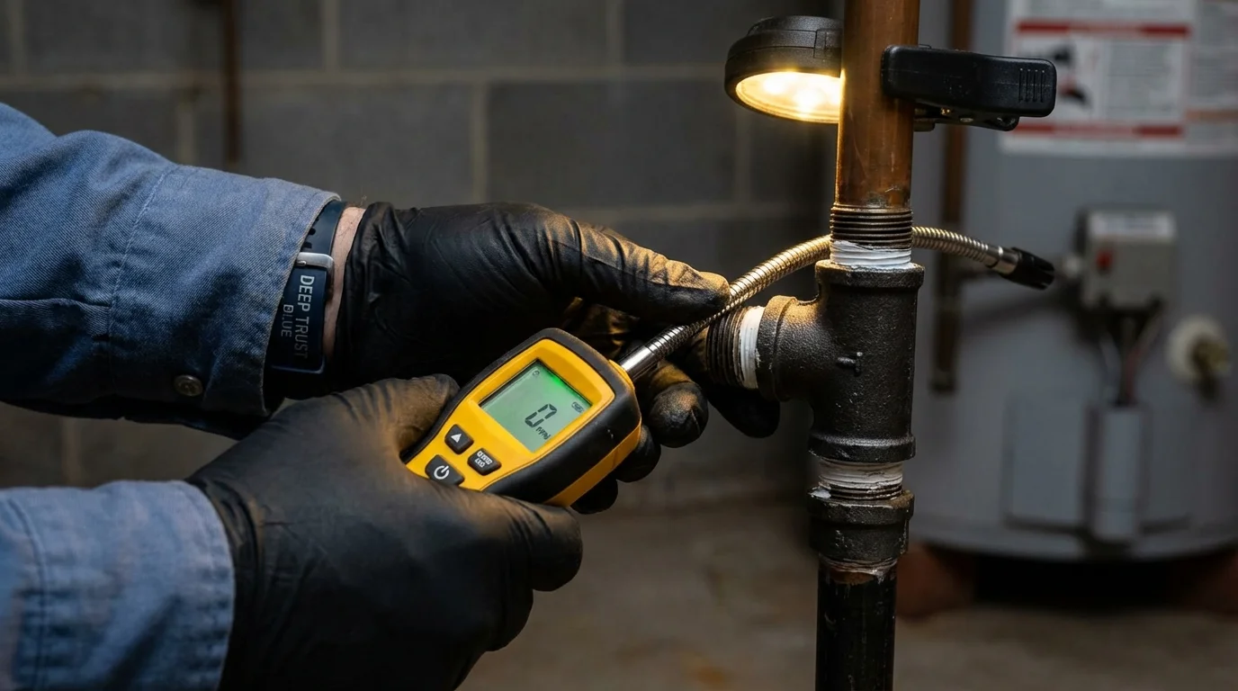 Gas leak detection with electronic sniffer by Johns Plumbing LLC in Bullhead City