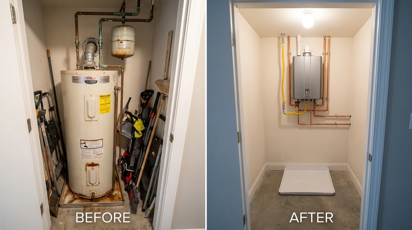 Tank water heater versus wall-mounted tankless unit comparison for Bullhead City, AZ homeowners