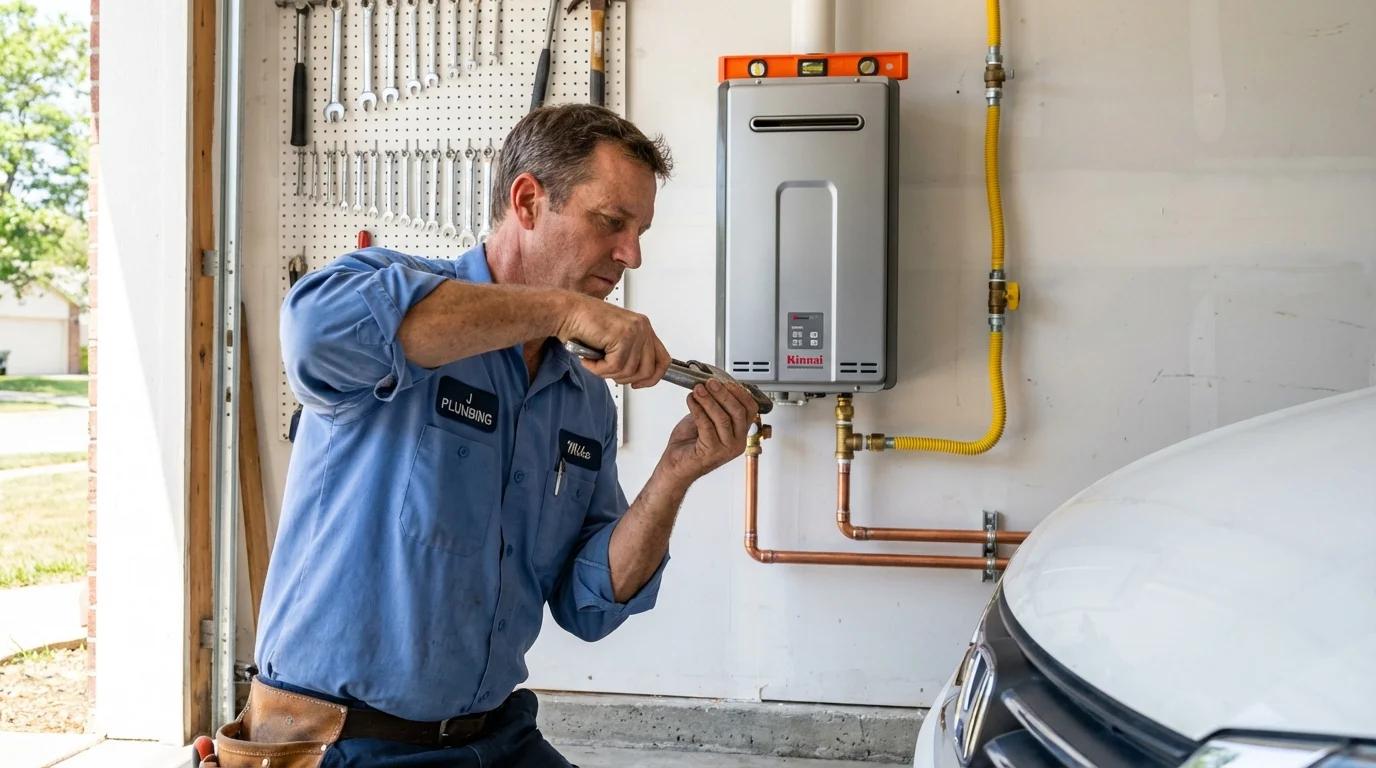 Tankless water heater installation by a Johns Plumbing LLC plumber in Bullhead City